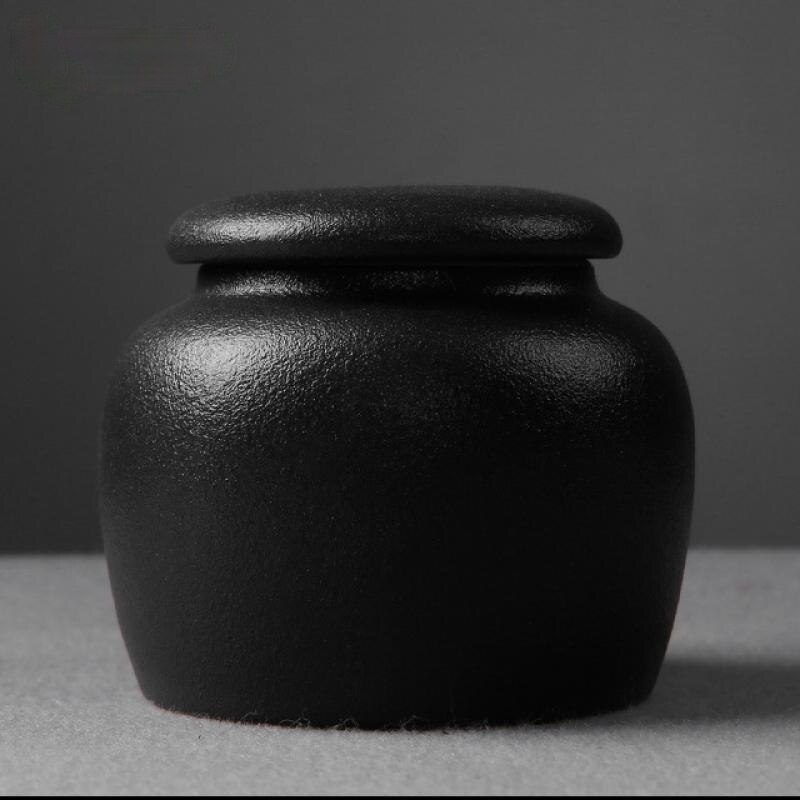 Urna de cerámica para cenizas funerarias, recipiente de almacenamiento con sello para urna de cremación humana de mascotas, recuerdo Pal, color blanco o negro: 1  8.5x7cm
