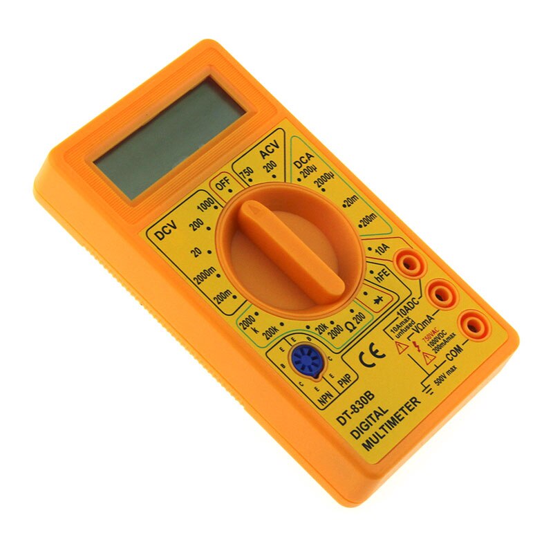 DT-830B Digital Multimeter Voltmeter Ohmmeter Ammeter Handheld Tester Meter Overload Protection With Probe Miernik Elektryczny: Yellow