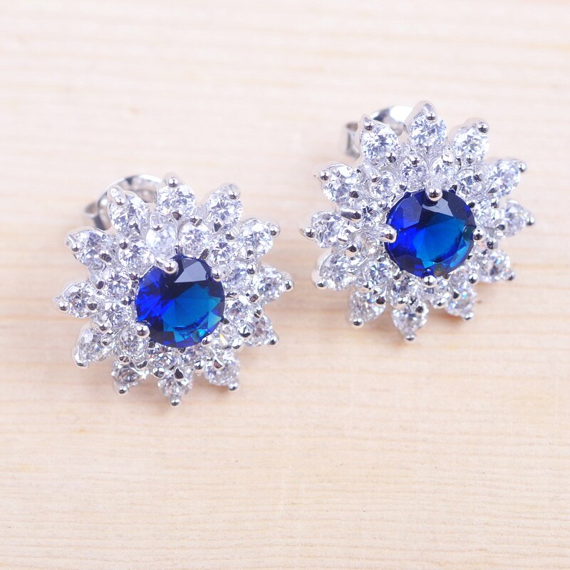 Ensemble de bijoux de mariage en zircon pour femmes, bijoux de luxe, cristal bleu, pendentifs, collier, boucle d&#39;oreille, fête, QZ0152