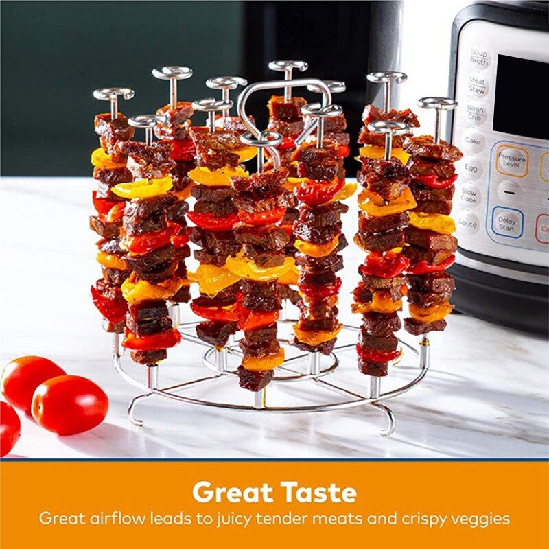 Stainless Steel Vertical Skewers Holder Rack Skewers Vertical Grill Stand BBQ Camping Flat Forks Durable Air Fryer Accessories