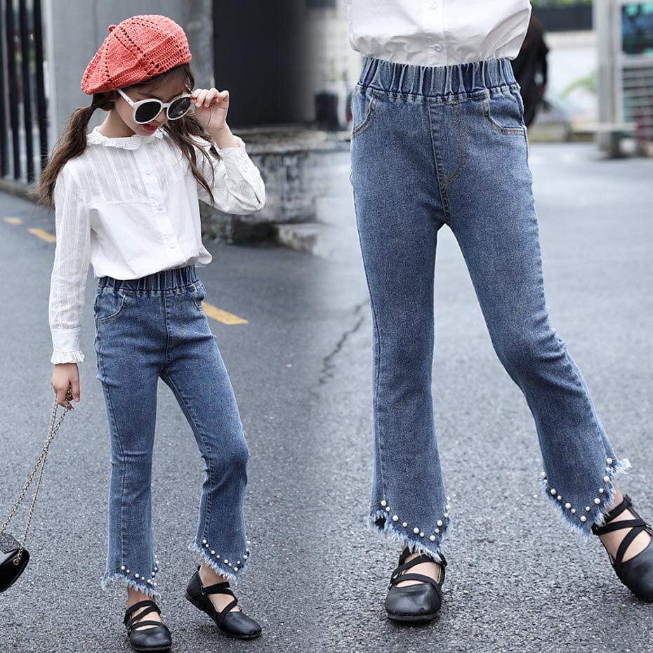 Filles jean perle décoration enfants jean pour filles Jeans décontractés pour enfants adolescents vêtements pour enfants 6 8 10 12 14