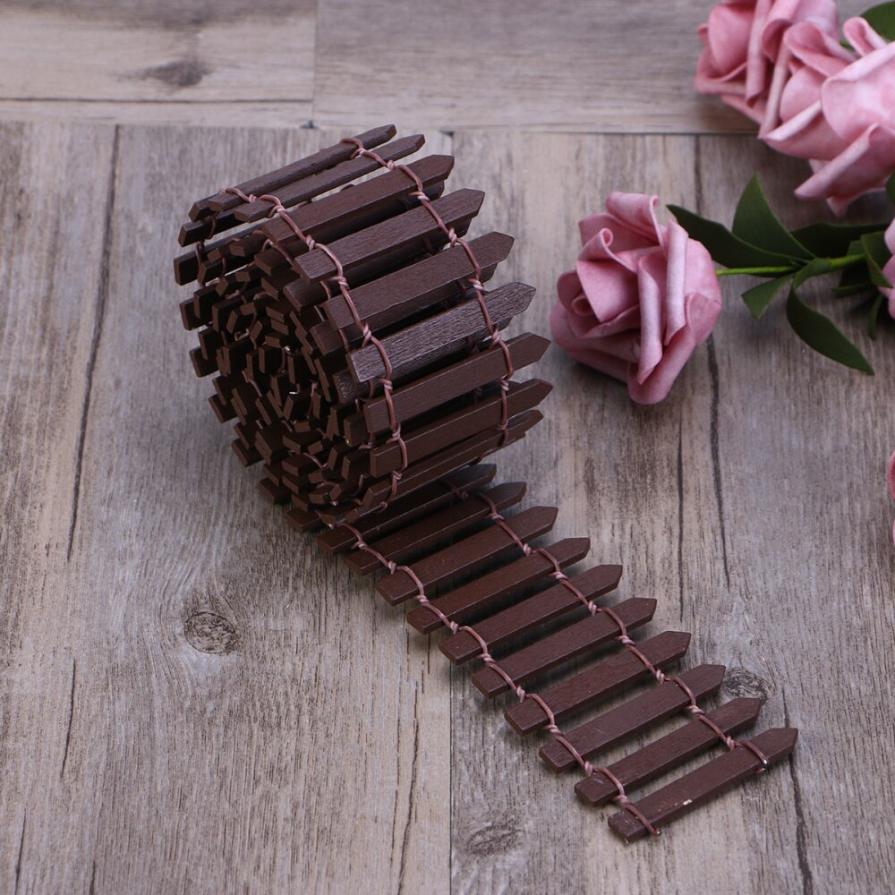 100cm x 5cm Mini Small Wood Fence DIY mini house Fairy Garden Micro Plant Pot Decor Bonsai Terrarium Ornament (Coffee)