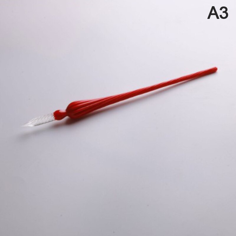 Vintage Handmade Glass Dip Signature Ink Fountain Pen Writing Tool Offices School Stationery With Box: Red