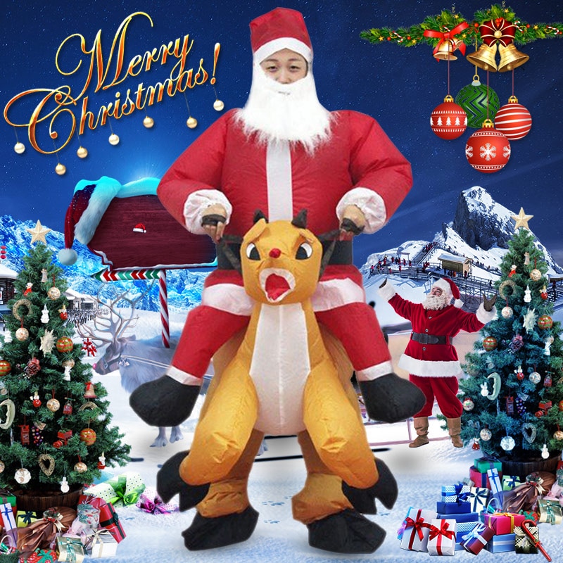 Xmas kostym klänning uppblåsbar jultomten jumpsuit vuxen sprängdräkt nin 668: Default Title
