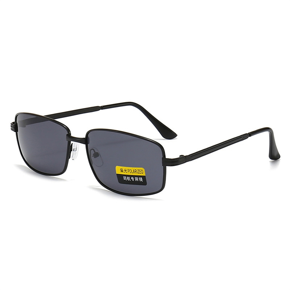 Herren Polarisierte Sonnenbrille aus Aluminium-Magnesium-Legierung, Punk-Sonnenbrille, Doppelbalken, Quadratische Sonnenbrille, UV400 Anglerbrille: Grau