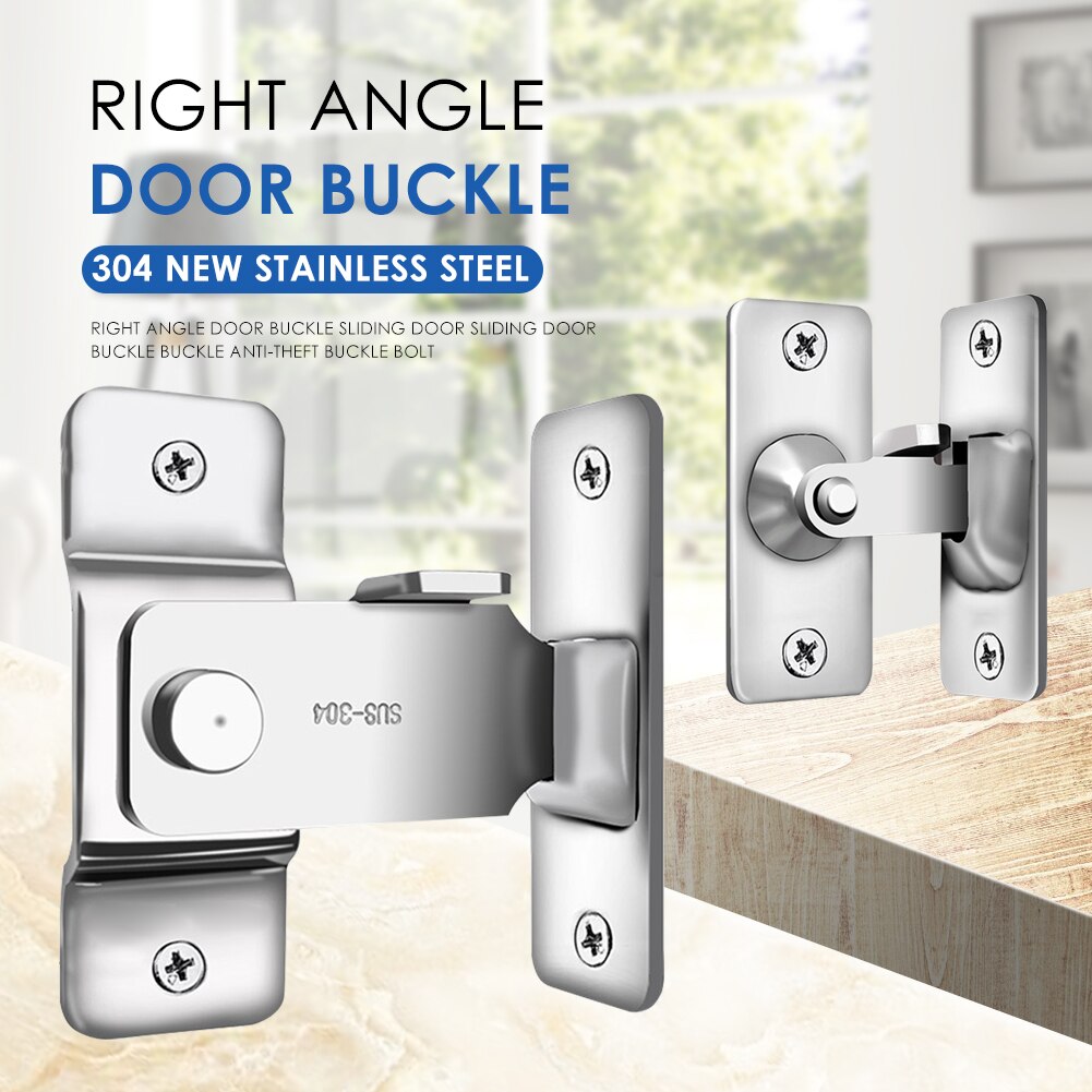 Verrou de porte coulissante en acier inoxydable, à Angle droit de 90 degrés, boucle à Angle droit, sécurité domestique, matériel de casier à vis