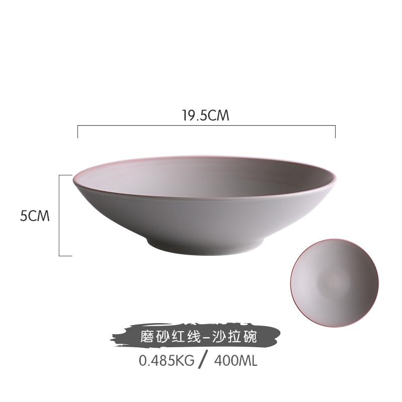 Japanese Ceramic Tableware Rice Bowl Soup Dish Fish Seasoning: Red salad bowl