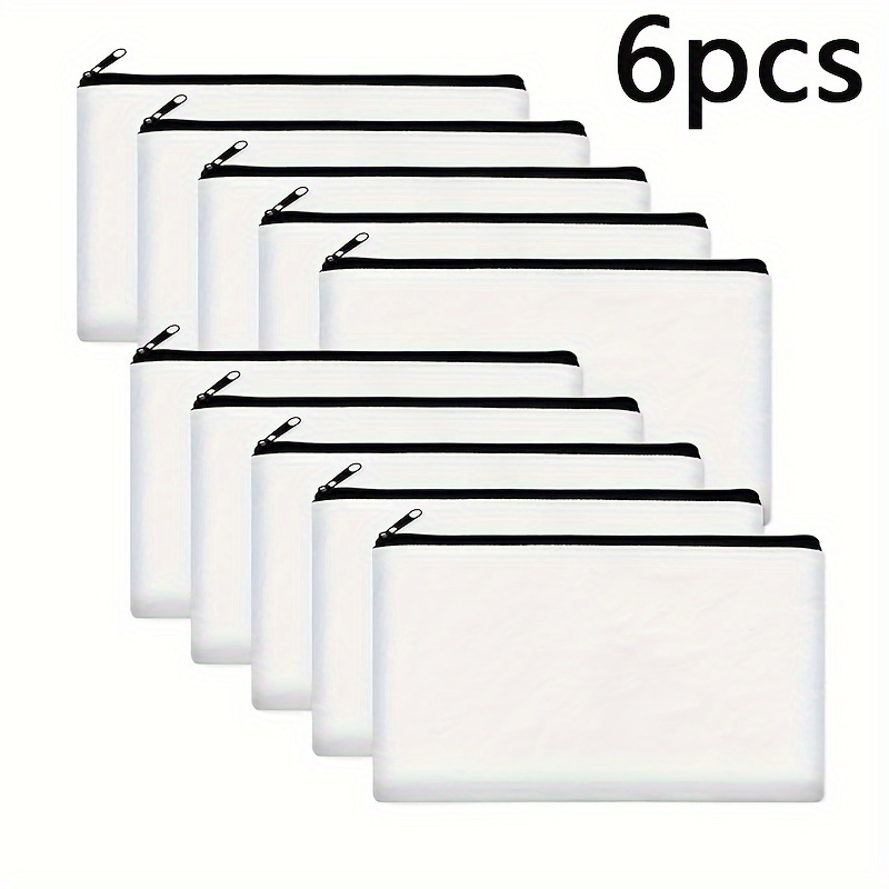 20 Stuks Blanco Canvas Tassen Met Rits - Multifunctionele Make-Uptas, Cosmetische Etui, Doe-Het-Zelf Ambachtelijke Tas (Zwarte Ritsen