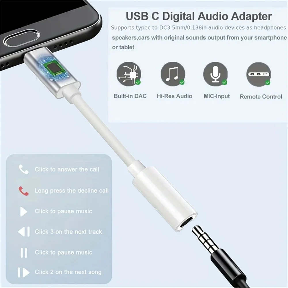 adapter audio USB typu C na 3,5 mm Kabel USB typu C na Aux audio Dongle Przewód USB C na gniazdo słuchawkowe 3,5 mm Konwerter robić telefonu