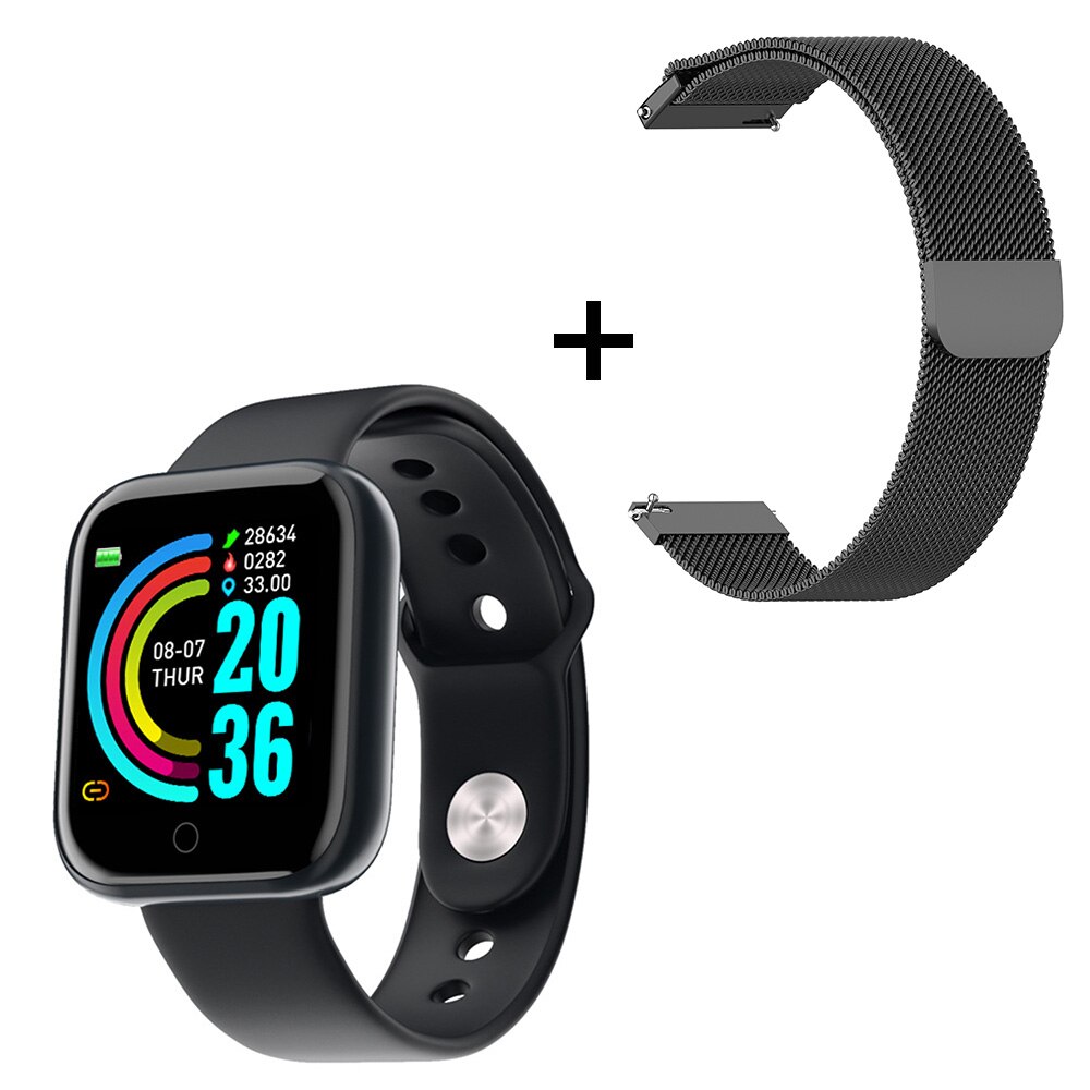 nouvelle montre intelligente fréquence cardiaque moniteur de pression artérielle hommes femmes Sport Tracker Smartwatch pour Android IOS téléphone Mobile: add black steel