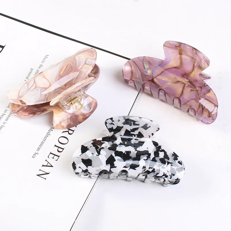 3.35 Inch Korean Style Acrylic Sheet Printing Hair Claw for Women ladies Crab Shaped Hair Clip Clamps Hair Jewelry