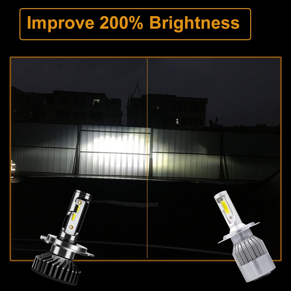 Uttril Canbus H4 LED H7 LED H1 H3 H8 H9 H11 9005 HB3 9006 HB4 880 881 H27 LED Car Headlight 100W 12000LM ZES 6000K No Error 12V
