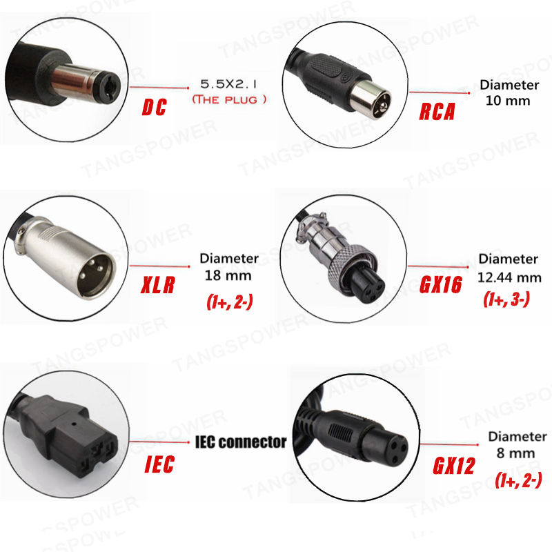 54.6V 2A Lithium Battery Charger For 48V Li-ion Battery Pack Charger DC / XLR / GX16 Connector