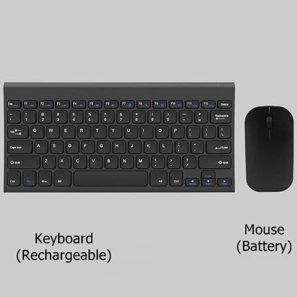 B.O.W HW086 Metal Ultra-Slim Quiet 2.4GHz Portable Wireless Keyboard and Mouse Combo For Desktop, Laptop: Black