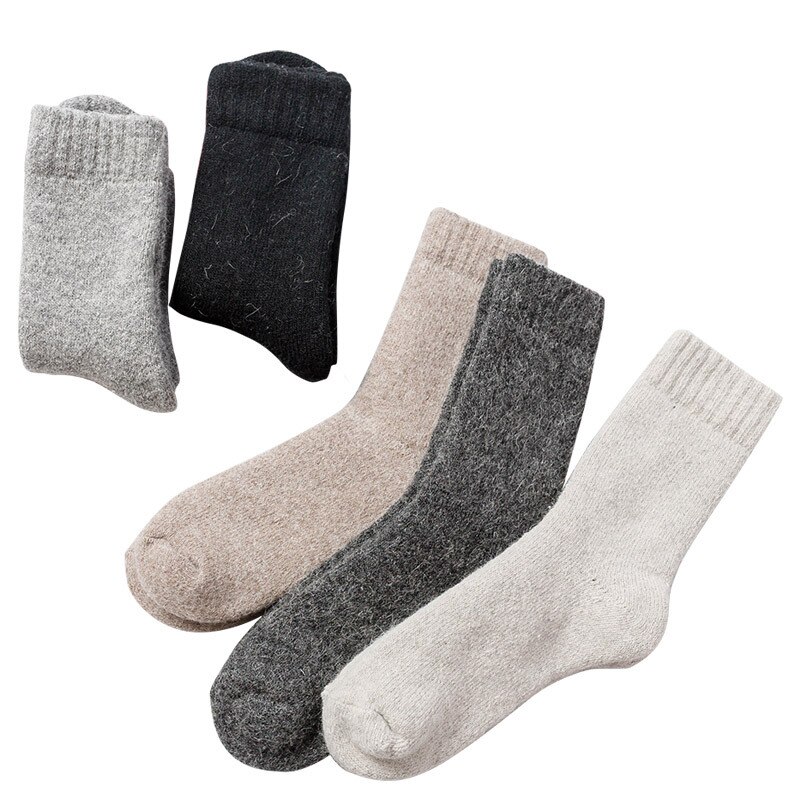 Super Thicker Solid Socks Merino Wool Rabbit Socks Snow Winter Warm Funny Happy Male Men Socks calceta hombre skarpety meskie