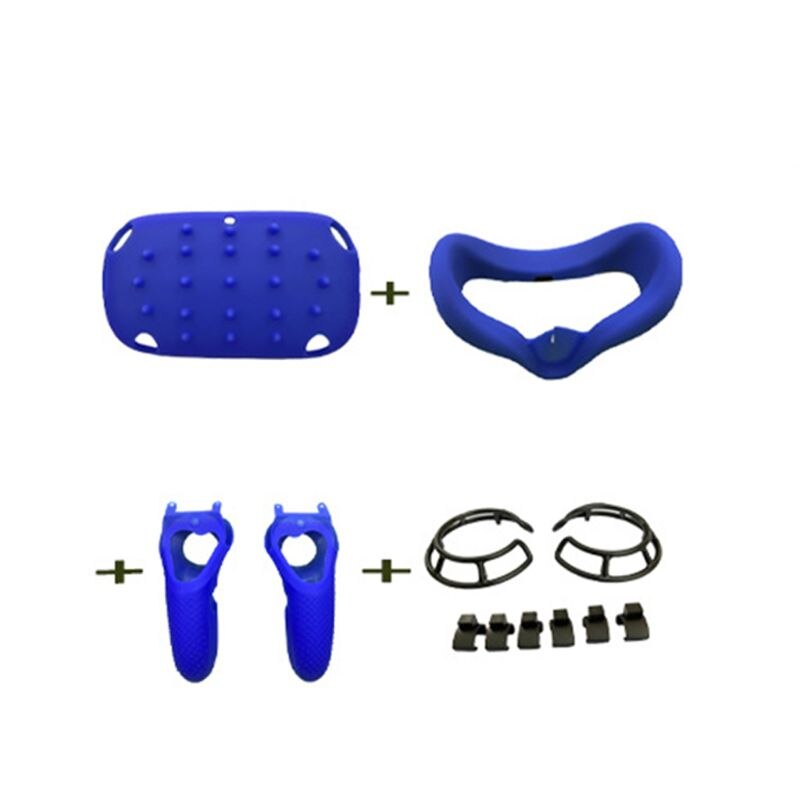 1Set Silicone Head Cover Protective Case Face Mask for Oculus Quest Controller: Blue