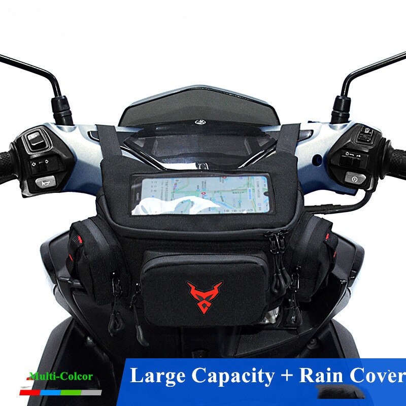 Waterproof Motorcycle Front Bag Universal Windshield Handlebar Fork Storage Bag Multifunction Waist Bag Phone Navigation Pocket