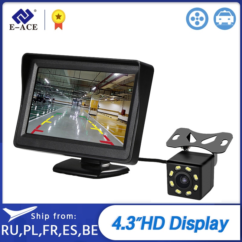 E-ACE 4.3 Inch Hd Digitale Kleur Auto Monitor Tft Lcd Display Reverse Camera Parking System Voor Achteruitrijcamera