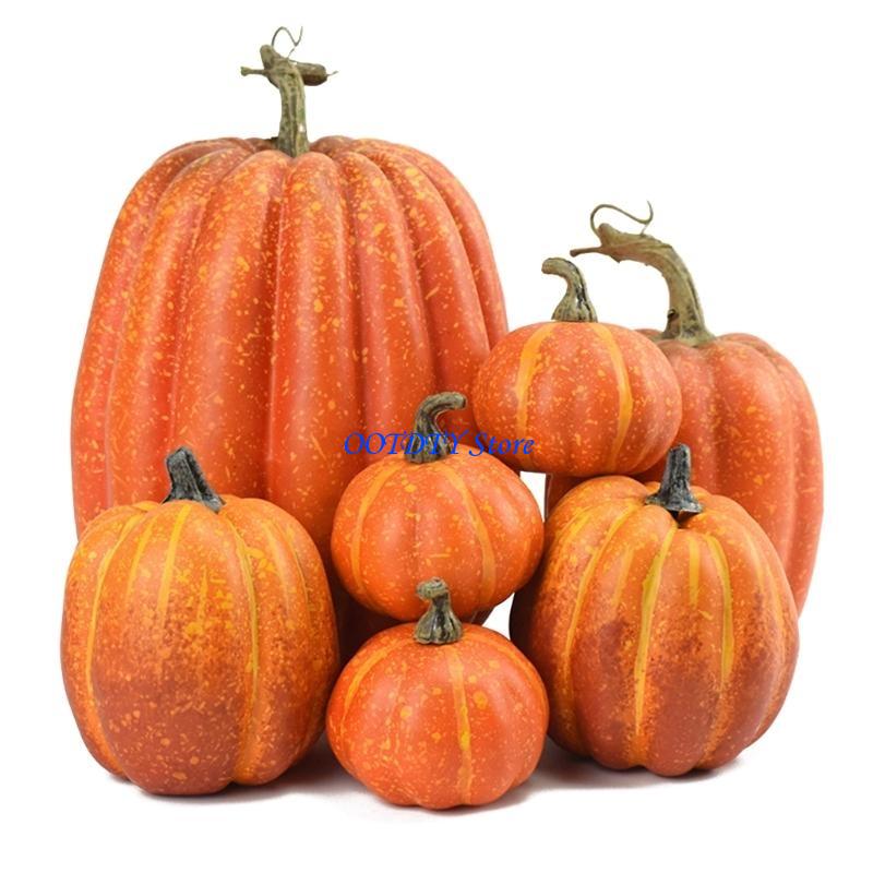 367A Halloween Fall Harvest Festival Conjunto decoração para casa com 7 abóboras espuma: Default Title