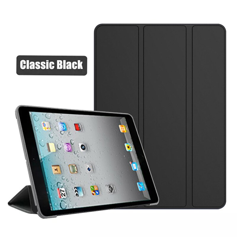 For iPad 2 iPad 3 iPad 4 PC Back Case PU Leather Stand Cover A1395 A1396 A1397 A1416 A1430 A1403 A1458 A1459 A1460 Tablet Case: Black