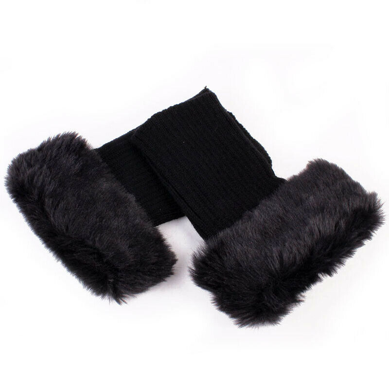 Dames herfst winter casual dames gebreide laarzen manchetten bont gebreide warme beenwarmers laarzen sokken beenwarmers schoenen set kerst: 2