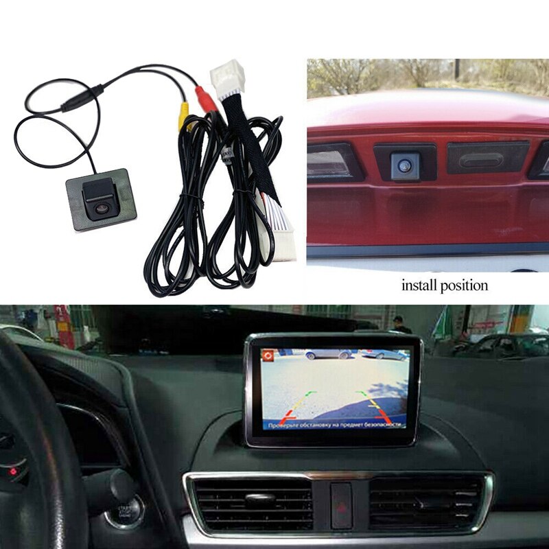 Bil bakkamera backup backup kamera til mazda 3 mazda 3 axela bm sedan kompatibel fabrik sn kabel