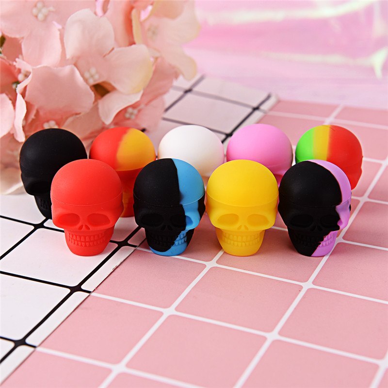 3ml Skull Style Silicone Wax Concentrate Oil Container Jar For Bho Slick Butane Hash Dab Silicon Wax Jar Recipiente De Silicona
