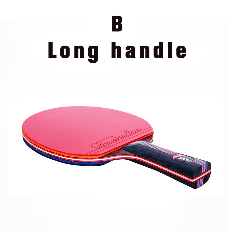 Carbon Bat Tafeltennis Racket Met Rubber Pingpong Paddle Korte Handvat Tennis Tafel Rackt Lange Handvat Offensief: B long handle