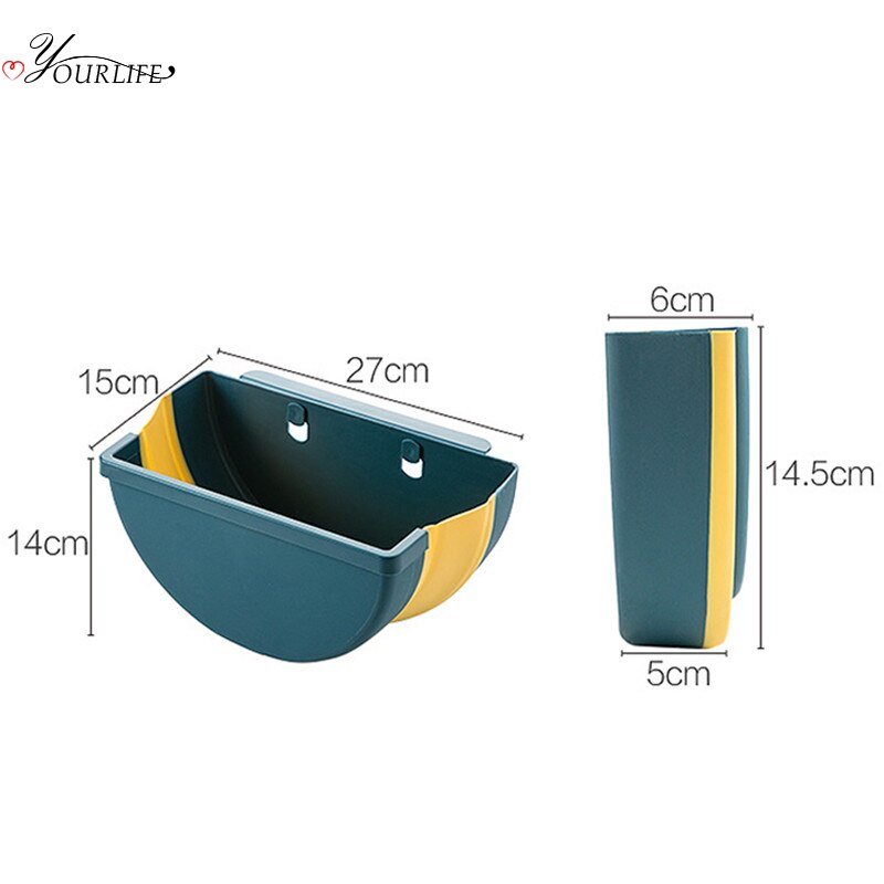 OYOURLIFE Folding Wall Mounted Trash Bin Recycle Bin Kitchen Cabinet Door Hanging Trash Can Holder Home Garbage Bin