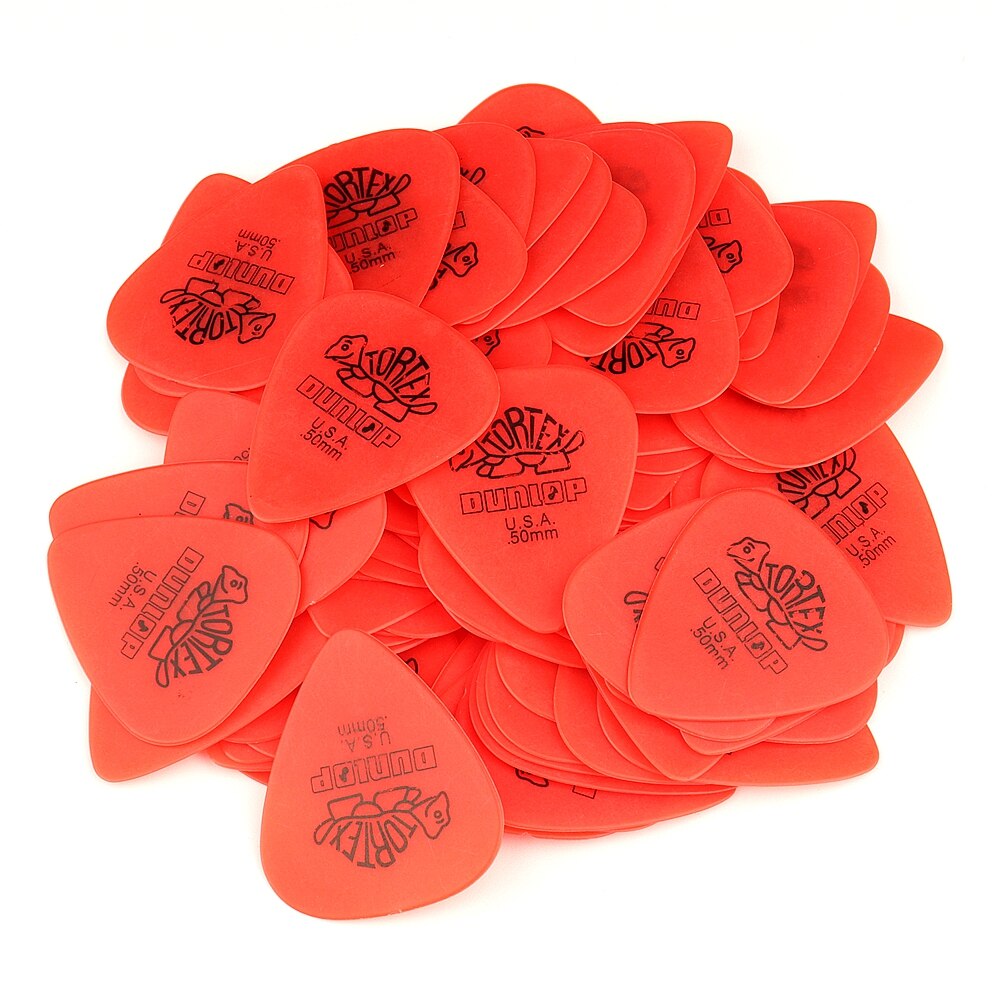 Dunlop-púas para guitarra eléctrica, accesorios para bajo, 6 tipos de grosor, Plectrum, 100 unidades,: 0.50mm