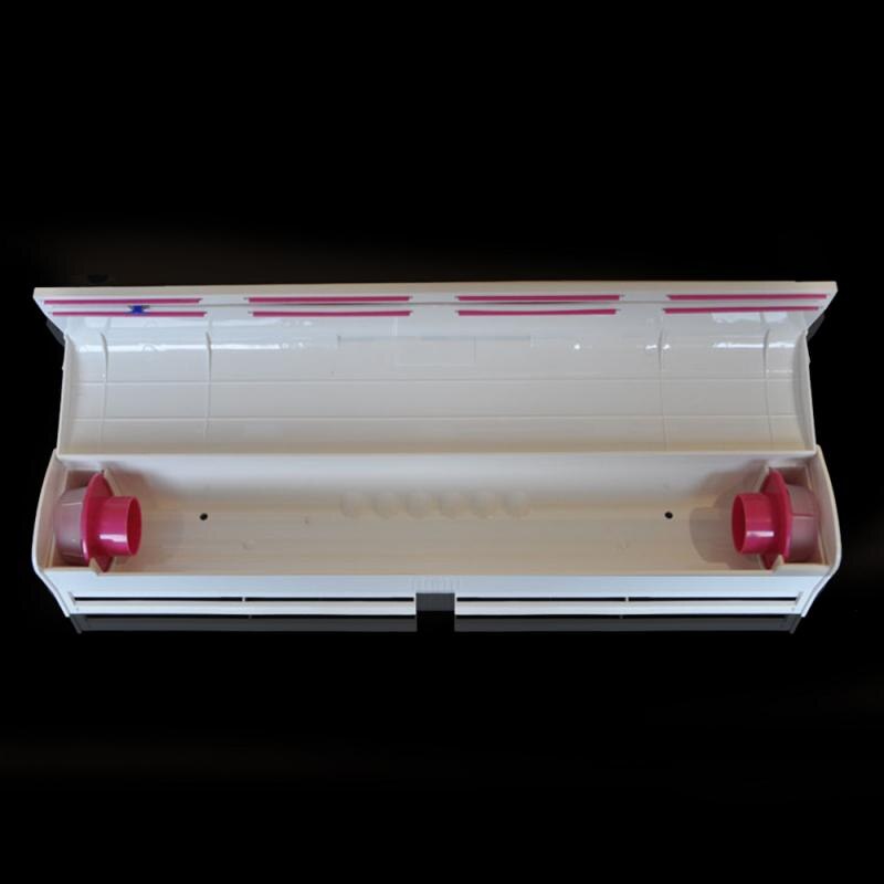 Plastic Food Wrap Dispenser With Slide CutterAdjustable Cling Film Cutter Preservation Foil Storage With SuctionBottom Supplies