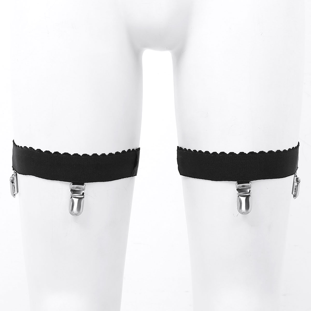 1 paar antislip elastische kousenbanden voor dames, hoge dijen, harnas, kousenhouder, nachtclub, feestsluiting met eendenmondklemmen