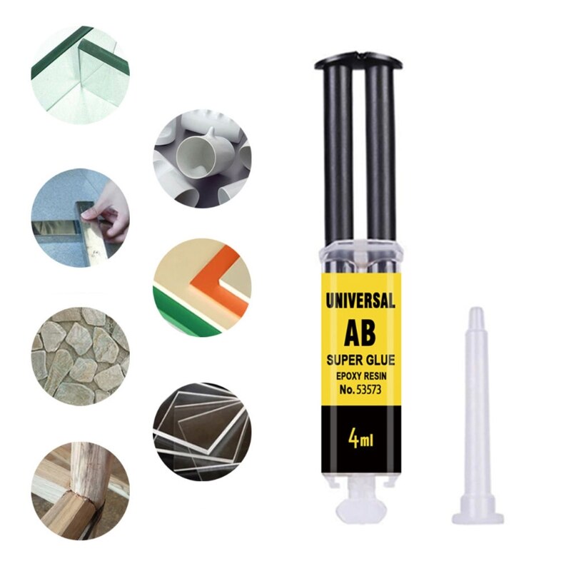 Pratique 4/25ml Résine Époxy AB Gomme Adhésive Forte Colle Liquide pour la Réparation En Métal En Plastique Bois Verre Céramique Directe