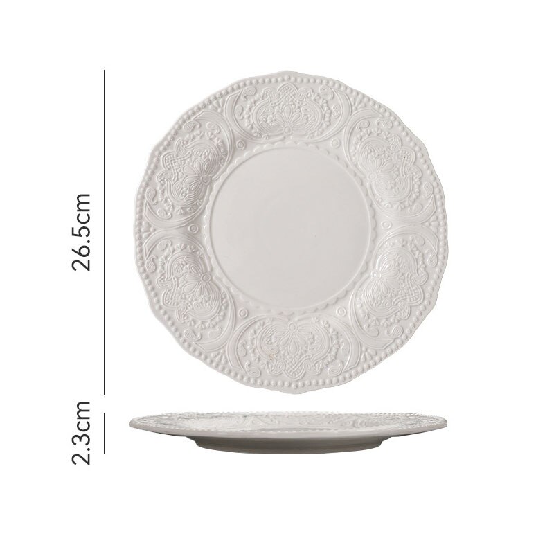 Assiettes en céramique style Baroque, vaisselle de cuisine en Relief français, vaisselle de bureau rétro