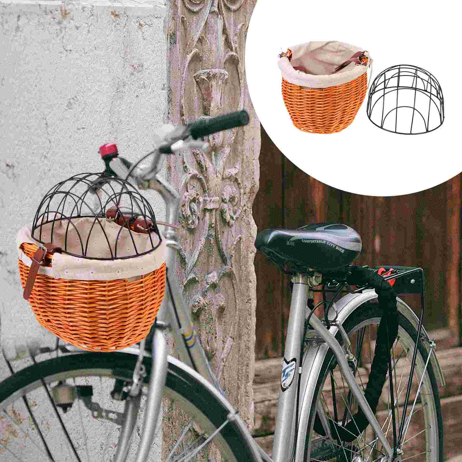 1PC Pet Cat Dog Bike Basket Wicker Woven Bike Shopping Basket for Books Bike Toys Pet: Default Title