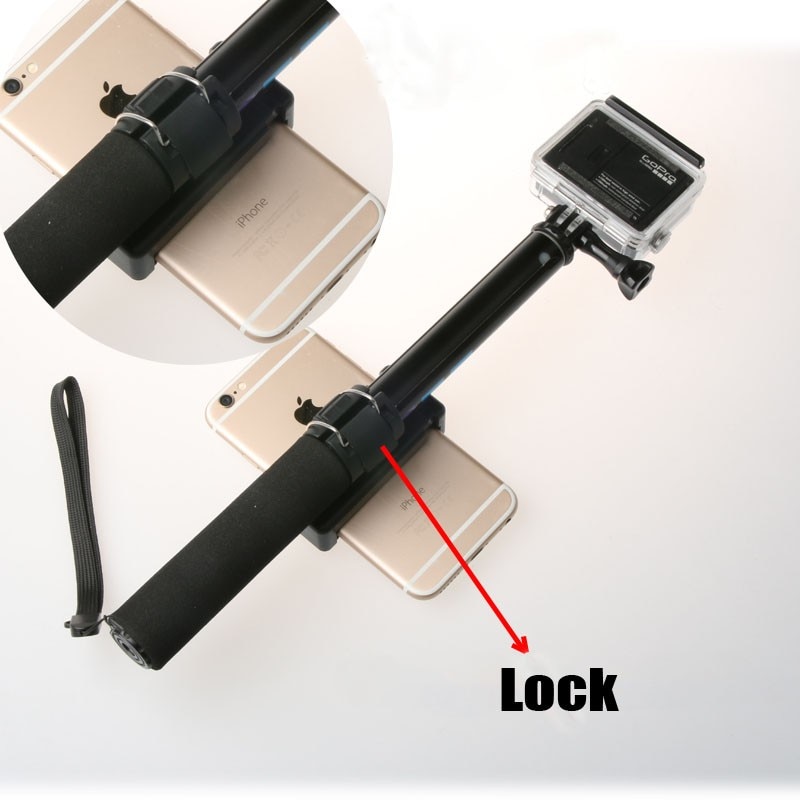 Auto selfie vara handheld extensível pólo monopé telefone titular adaptador para go pro herói 9 8 10 xiaomi yi 4k lite sjcam sj5000
