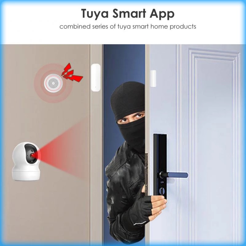 Tuya Zigbee – capteur de porte WiFi, système d'alarme de sécurité domestique intelligent, détecteur d'ouverture et de fermeture de porte fenêtre, application Smart Life pour Alexa Google
