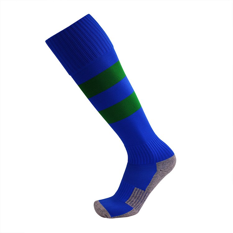 Brothock fußballsocken handtuch kinder fußball fußball socken Dicke strümpfe nylon sport socken streifen muster hersteller: Blue green / S 29-34