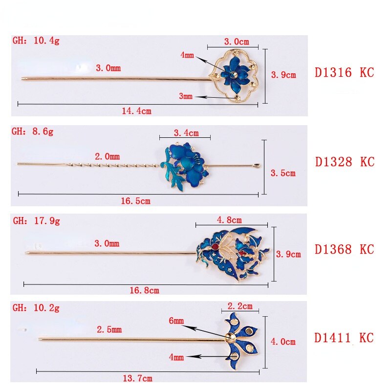 Antiikin orkidea kukka hiuspuikko cloisonne emali luksuskoru sininen hiusneula kiinalainen vintage käsintehdyt hiusneulat