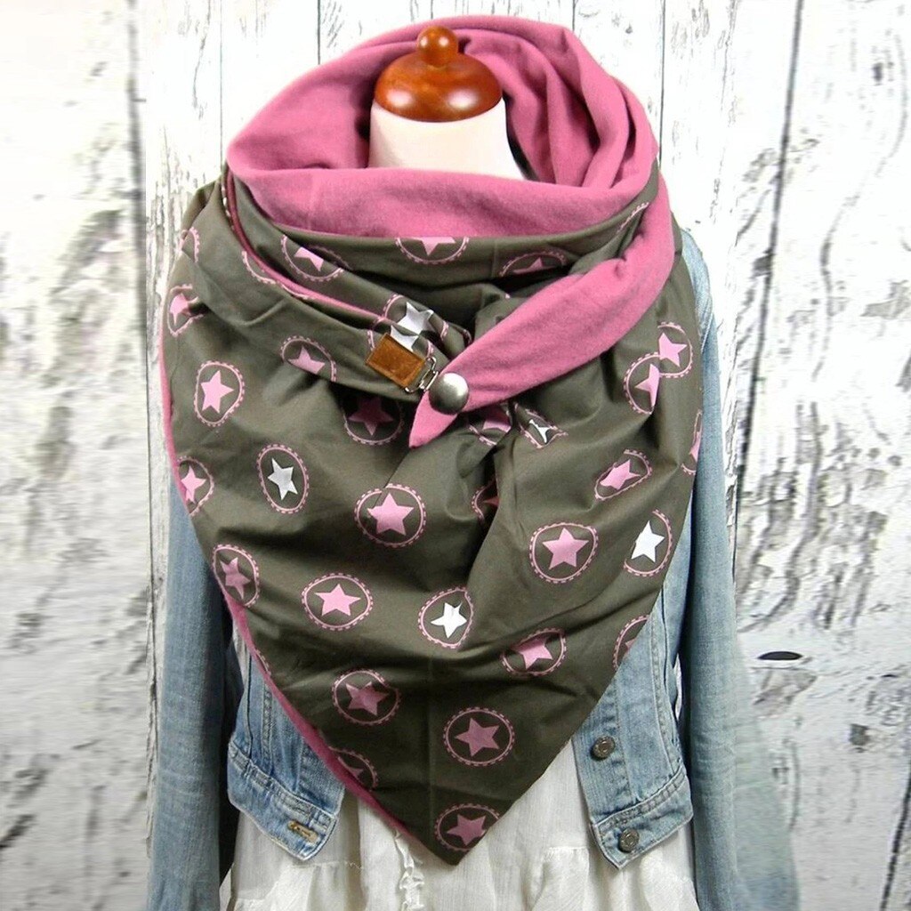 40#Women Warm Scarves Printing Button Soft Wrap Casual Shawls Women Malaysia Cotton Thermal Scarf Chaqueta Pelo: G