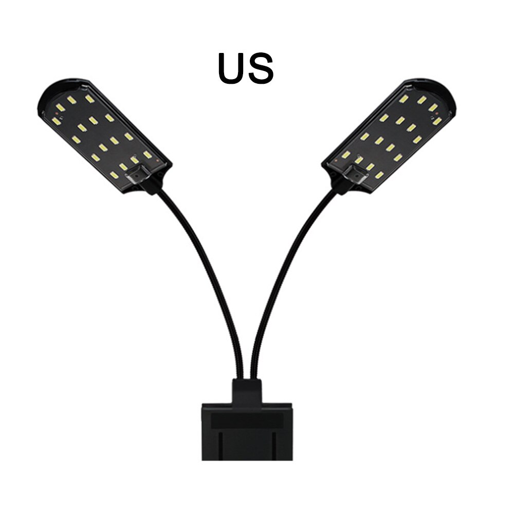 LED Double Head Aquarium Fish Tank Light 15W 32 LED Aquarium Planted Clip Lamp White LED Lighting