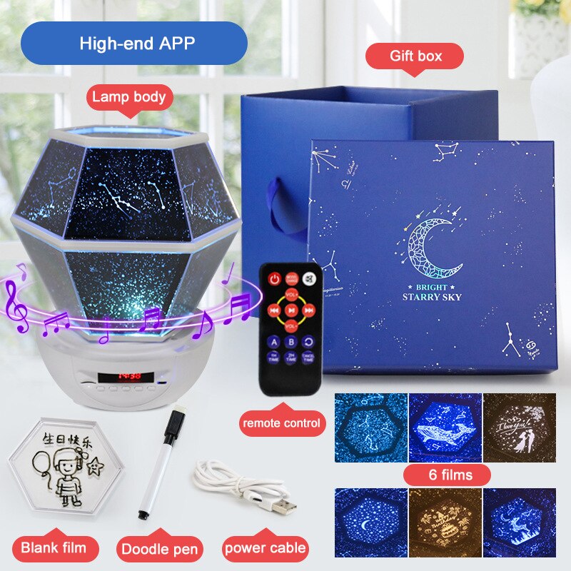 Romantische Roterende Sterrenhemel Star Projector Lamp Led Nachtlampje Sterrenhemel Planeet Magic Home Planetarium Universum Lamp