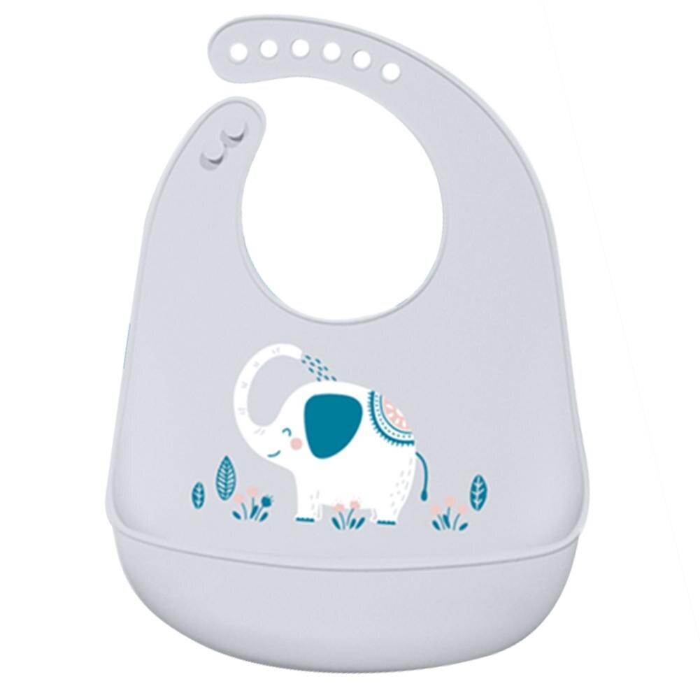 Baberos impermeables estéreo para bebé, Bandana de Saliva plegable de silicona con dibujos de animales, delantal de alimentación para niños, accesorios ajustables: F