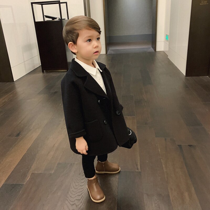 Jongen Meisjes Wollen Jas Winter Katoen Lange Jassen Kid's Bovenkleding Kleding Peuter Kinderen Kleding Casual Turn-down Kraag plaid