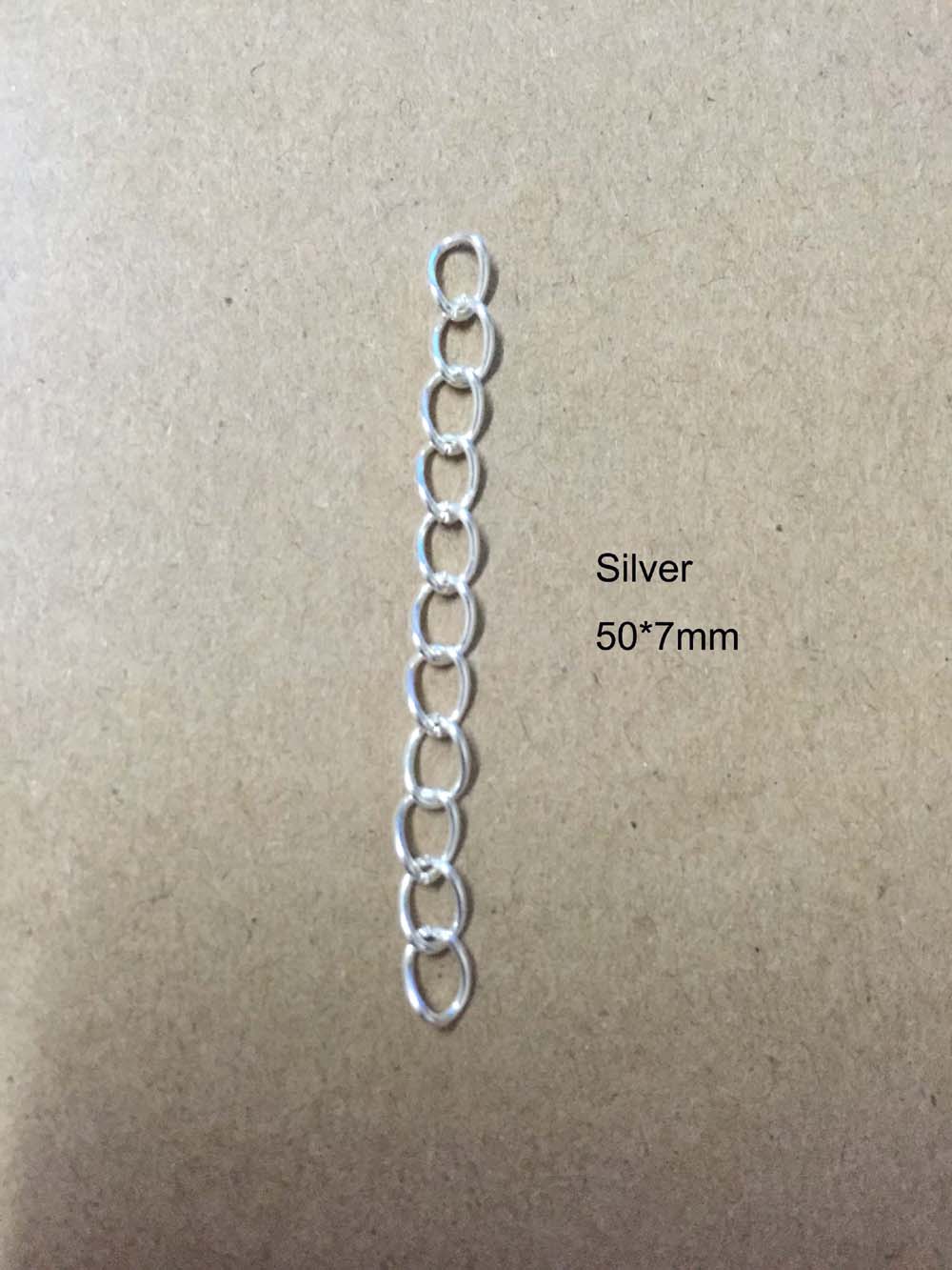 100 sztuk/partia naszyjnik łańcuch przedłużający luzem bransoletka rozszerzone łańcuchy ogon Extender dla DIY komponenty do wyrobu biżuterii: Silver50x7mm