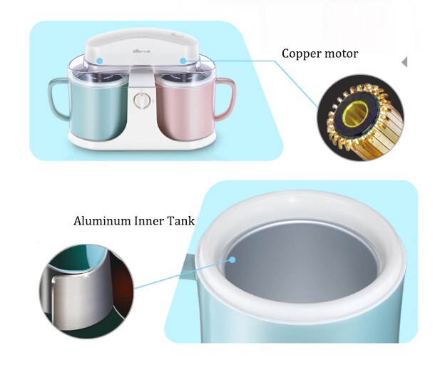 Ice Cream Machine Double Barrel Automatic DIY Frozen Fruit Milkshaker One-click Operation Handlless Easy Clean: Default Title