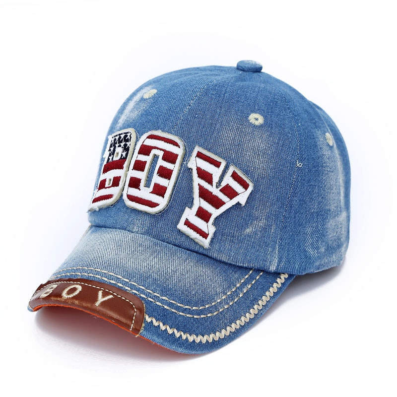 Kinderen jongens baseball pet zomer peuter kinderen vader hoed jeans casual hip hop letter denim zon snapback pet blauw