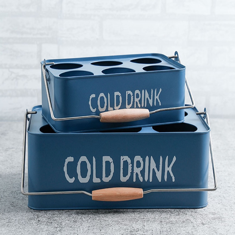 6 Bottles Metal Wine Beer Bottle Basket Carrier Display Holder Rack for Bar KTV Restaurant Home Decor