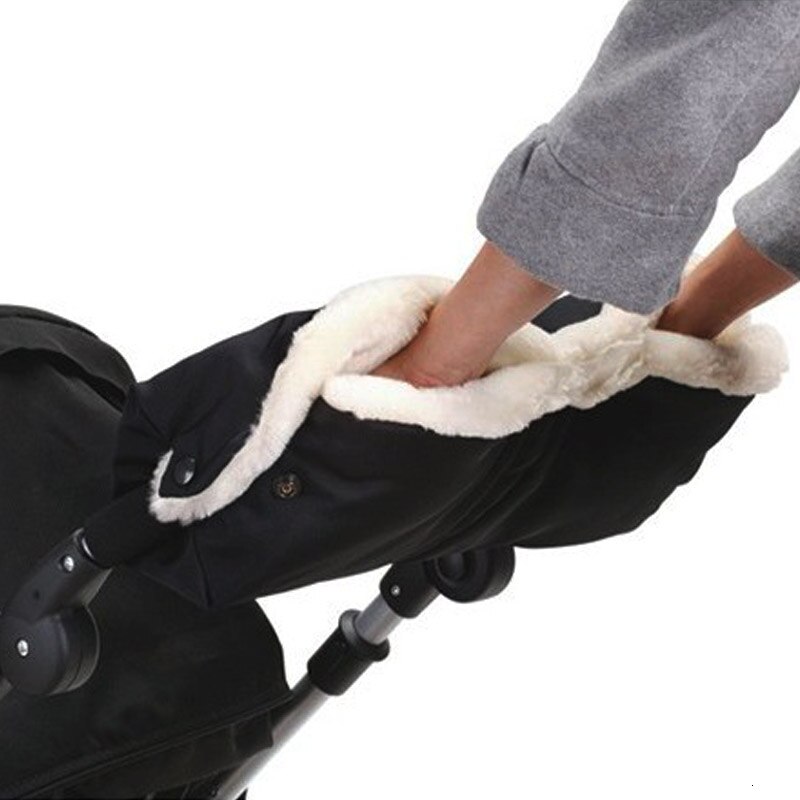 Guantes de invierno para cochecito de bebé, manoplas de mano, accesorios para cochecito de bebé, cubierta de mano impermeable para silla de paseo, manoplas de piel, gancho de bolsillo para teléfono: PJ011-HEI
