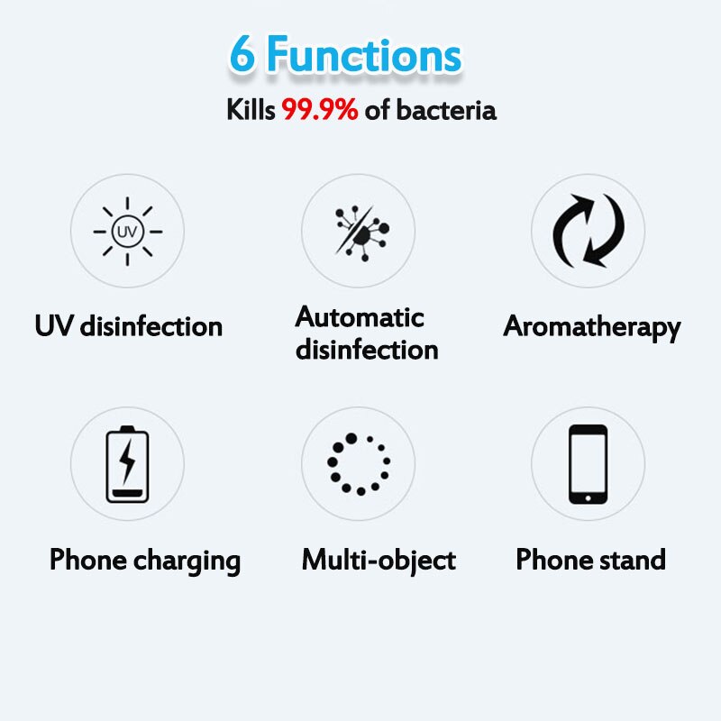 UV Light Phone Sterilizer Box Mask Phone Cleaner Personal Disinfection Cabinet with Wireless Charging Aromatherapy Esterilizador